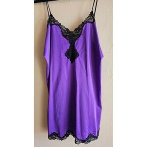Vintage Colesce Collection Purple with black Lace Lingerie slip-M